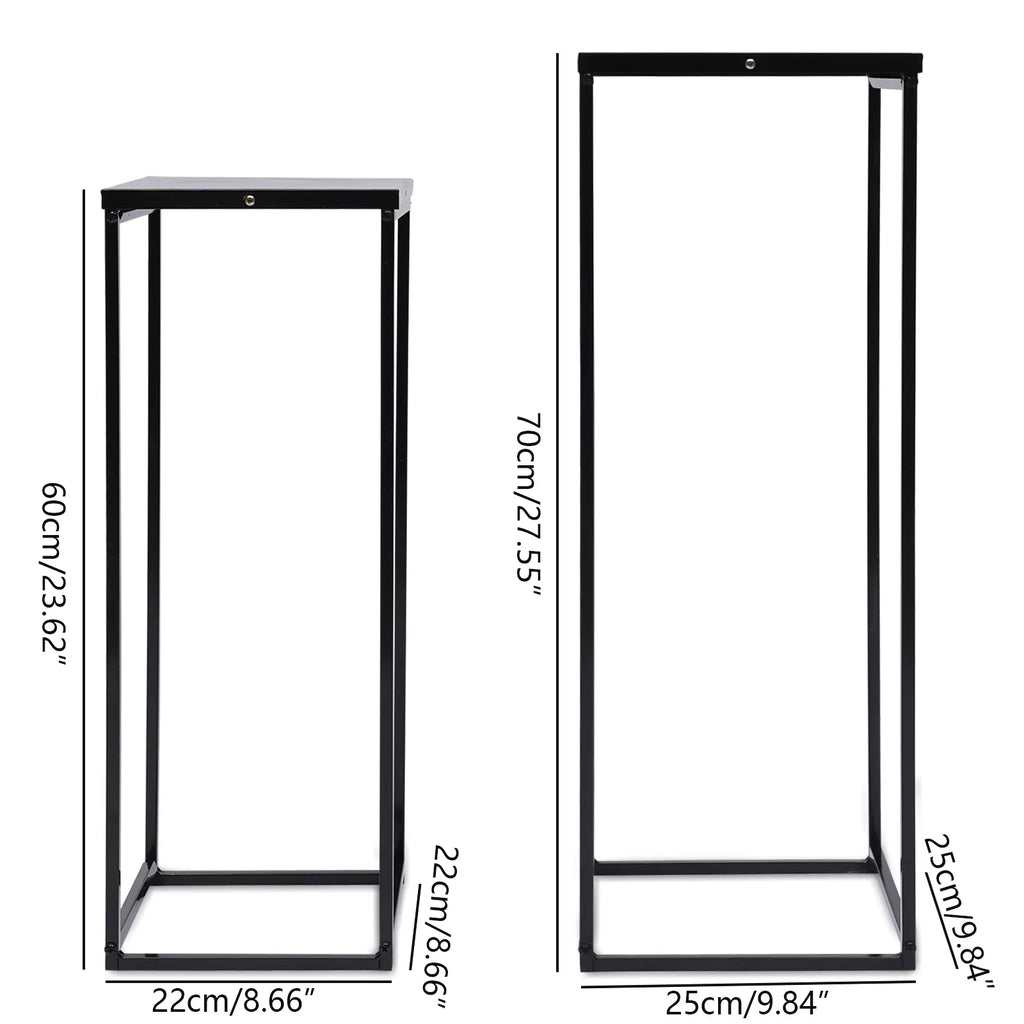 2PCS Black Plant Stand Metal Square Flower Holder Durable Rack Patio Garden For Living Room Decor