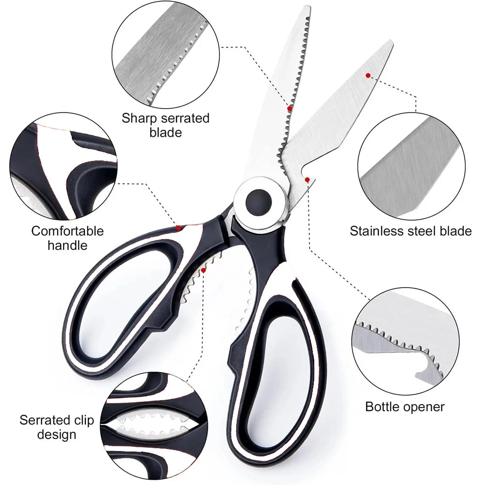 Multifunctional stainless steel kitchen scissors, kitchen utensils, kitchen accessories tools, chef scissors chicken bone knife