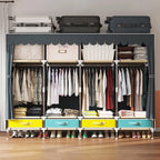 Large Fabric Wardrobe Portable Closet Organizer Multi-layer Dustproof Storage Cabinet for Rental Room or Bedroom