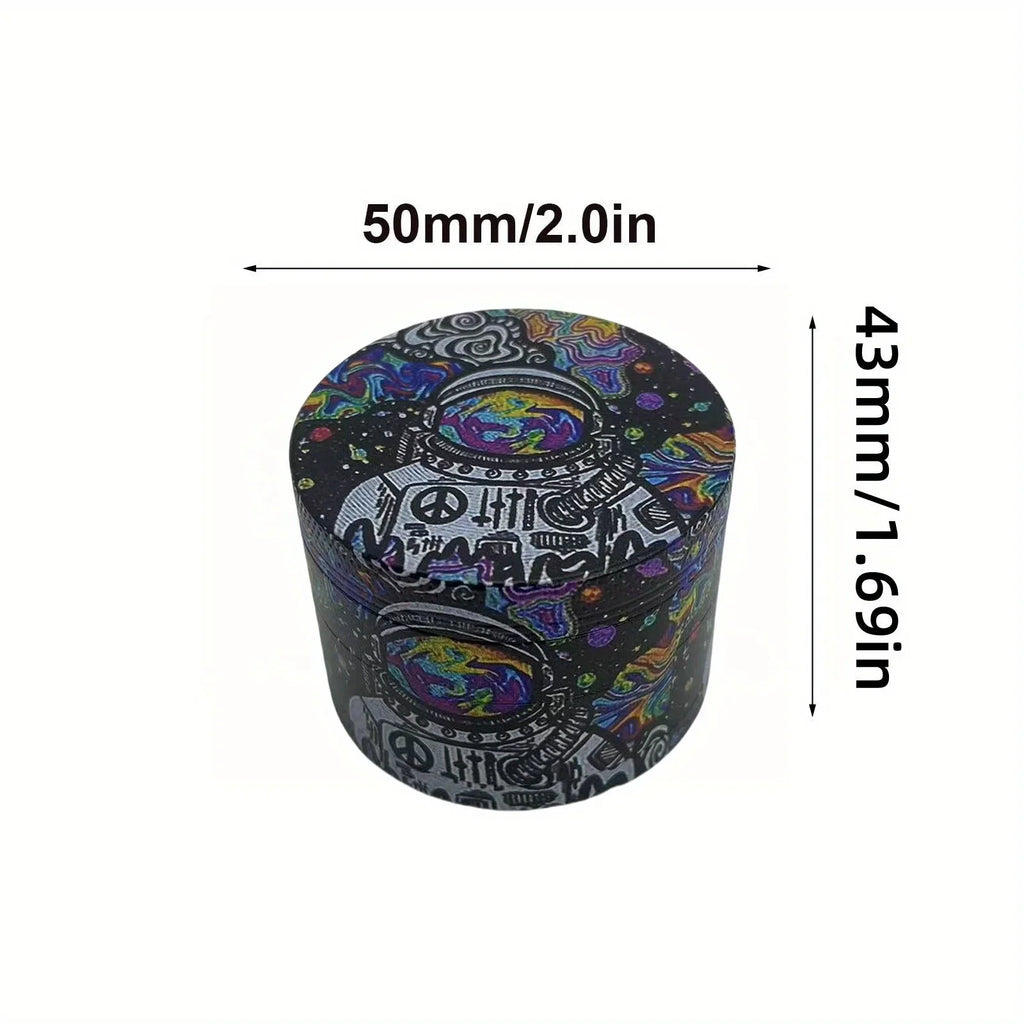 50mm Metal Astronaut Herb Grinder 4-Layer Spice Mill Mortar Raw Grass Tobacco Grinder Kitchen Tool Cigarette Smoking Accessories