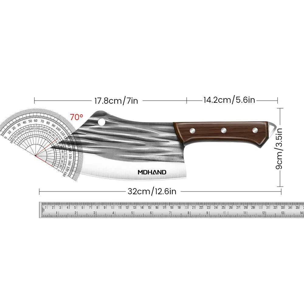 High-carbon Stainless Steel Kitchen Knife Handmade Forged Chef  Knife Bone Chopper Traditional Butcher Cleaver Slicing Knife