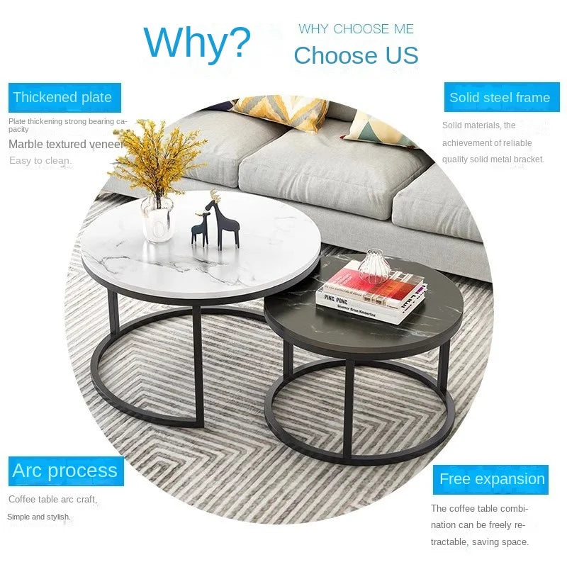 Nordic Simple Coffee Table Modern Creative Home Round Coffee Table Living Room Advanced Sense Iron Art Light Luxury Size Circle