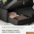 Walsunny L-Shaped Sectional Sleeper Sofa | Pull-Out Bed with Storage, Reversible Design
