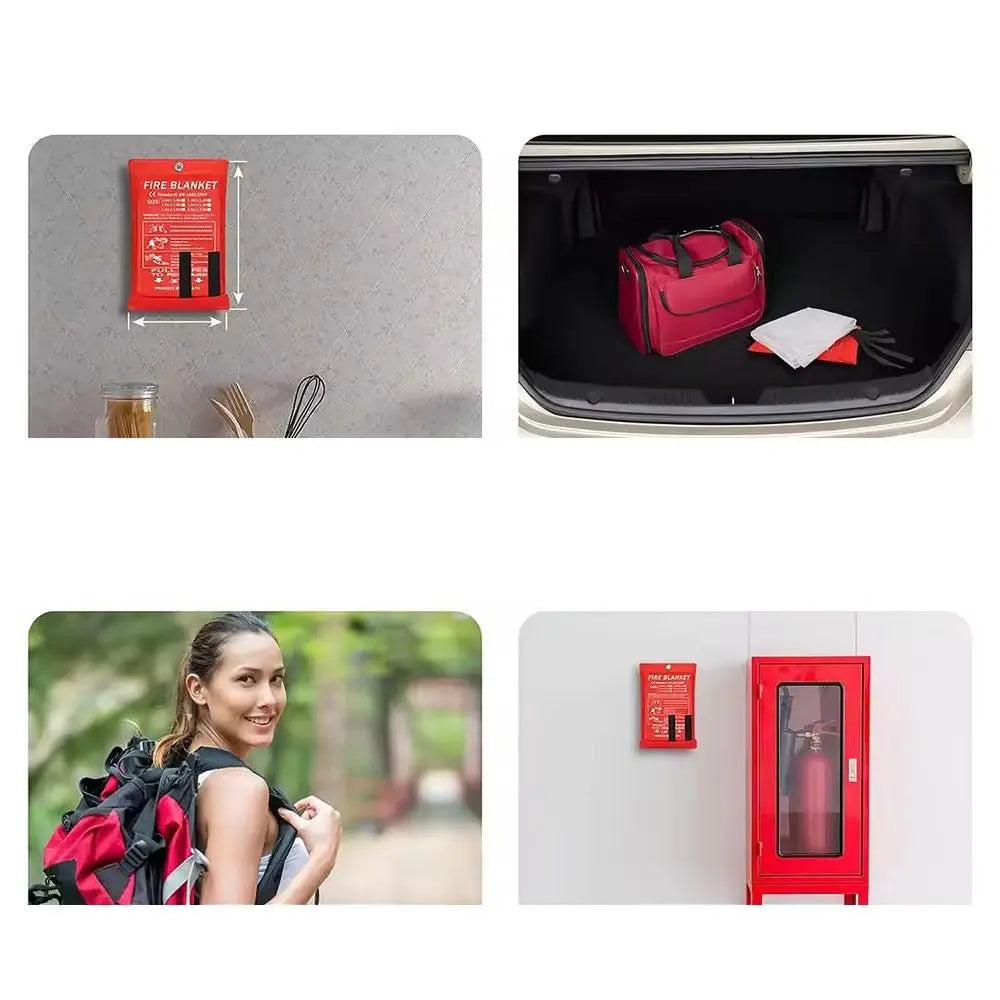 1/1.2/1.5/2M Fire Blankets Square Durable Fiberglass Retardant Fire Fiberglass Fire Shelter Safety Cover