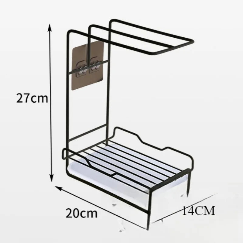 Kitchen Sponge Rack Drain Water Place Dish Soap Organize Rags Multi Functional Large Capacity Countertop and Store Items