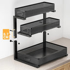 Large Beneath Counter Shelf System For Kitchen Bathroom Storage Space With Slide Out Design And Sturdy Support KXRE