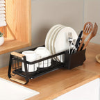 Kitchen Counter Dish Rack, Dish Drainer, Dish Drying Rack with Drainboard And Detachable Utensil Holder, Narrow Design, for Kitc