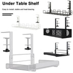 Under Table Cable Management Rack Heavy Duty Wire Management Tray Adjustable Thickness Under Desk Cord Organizer for Home Office