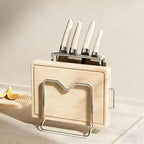 Kitchen Knife Organizer Rack With Cutting Board Slot Multifunctional Utensil Storage Holder