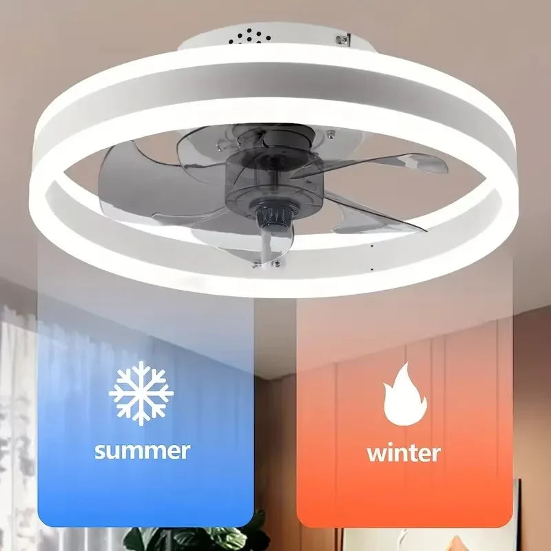 Modern LED Ceiling Fan with Remote & Dimmable Lighting