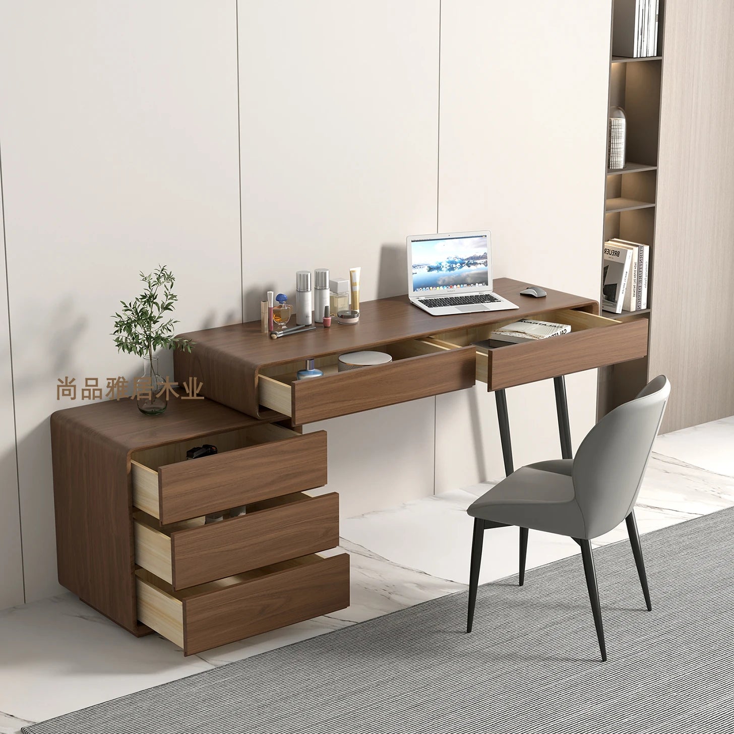 Home desktop rotating desk modern minimalist walnut corner small apartment solid wood computer desk desk dresser
