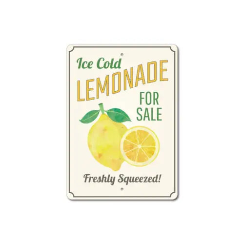 1p,Lemonade Decor, Ice Cold Lemonade Sign, Lemon Decor Tin Sign