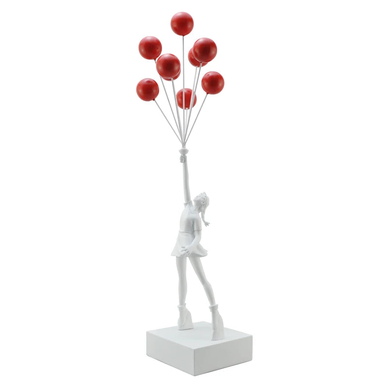Art Balloon Girl Statues Banksy Flying Balloon Girl Sculpture Resin Craft Home Decoration Christmas Gift  living room decoration