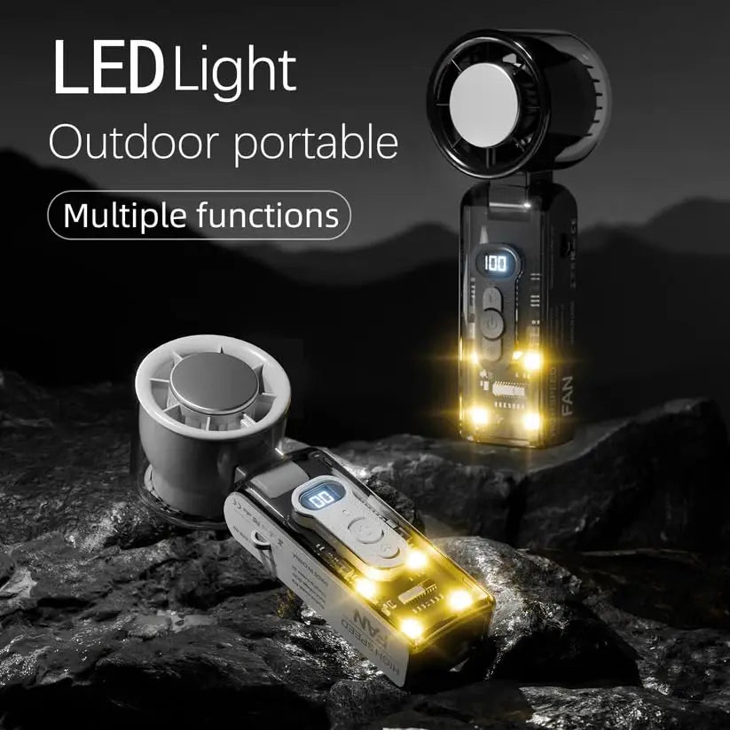 Foldable Icerush Turbo Portable Handheld Fan with LED Light for Desk/N