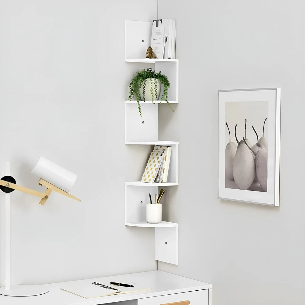 5-layer wooden wall rack corner rack wall-mounted bookshelf modern simple home decoration storage