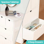 White Nightstand with 4 Drawers, Modern Bedside Table with Storage, Wooden Dresser for Bedroom, Night Stand with Drawers, Sturdy