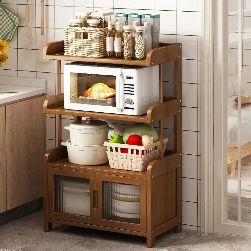 Multifunctional Kitchen Microwave Oven Shelf Multi-layer Storage Rack for Dishes Seasonings Sundries Corner Side Cabinet Organiz