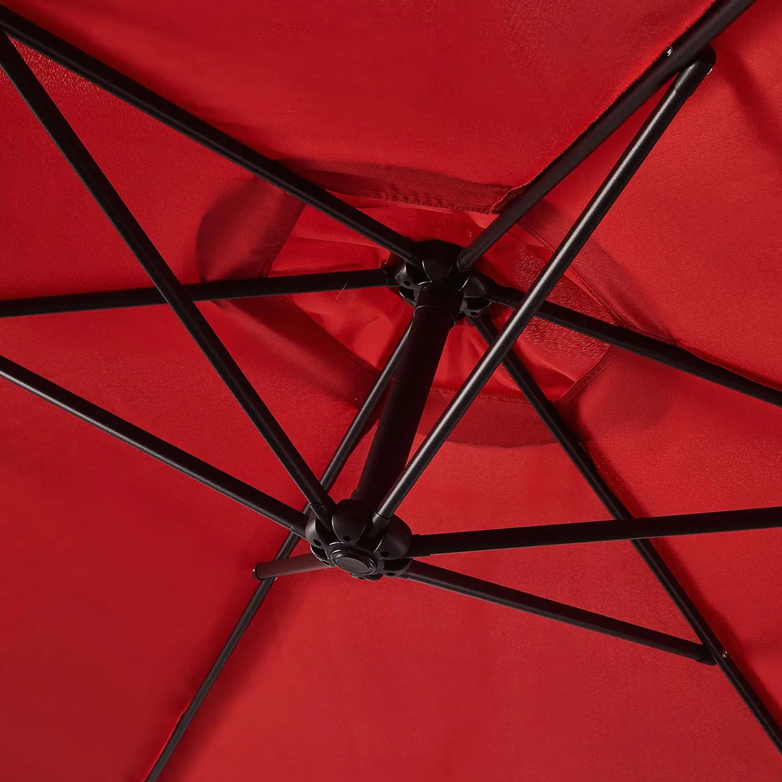 10ft Offset Patio Umbrella with Tilt Crank - UV 50+ Sun Shade for Garden, for market & Pool - Sturdy 6-Rib Design, Red