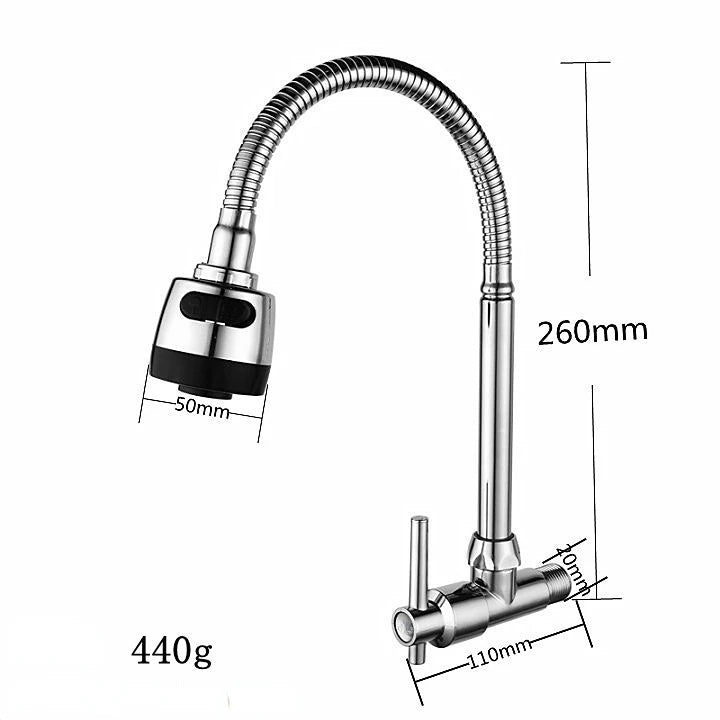 Kitchen Faucet Big Bend Universal Tube Single Cold Wash Basin Sink Faucet Household Rotatable Vertical Faucet