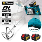 Gisam 6Speed Brushless Electric Concrete Mixer Cordless Cement Mortar Plaster Mixer Blender Paint Mix For makita 18v battery pin