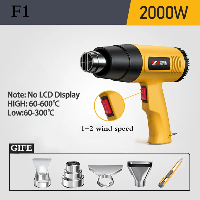 Hot Air Gun LCD Temperatures Adjustable Mini Heat Gun Thermal Blower Shrink Wrapping With Four Nozzles Construction Dryers 110V