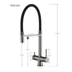 Black Filtered Kitchen Faucet Pure Water Pull Out Brass Sink Faucet Dual Handle Hot&Cold Drinking Water Purified Mixer Taps