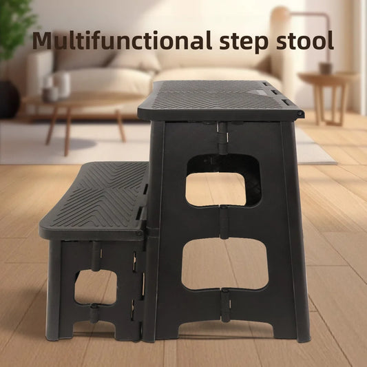 Household Foldable Stool Two or Two Steps Household Plastic Climbing Steps High and Low Pedal  High and Low Ladder Stool
