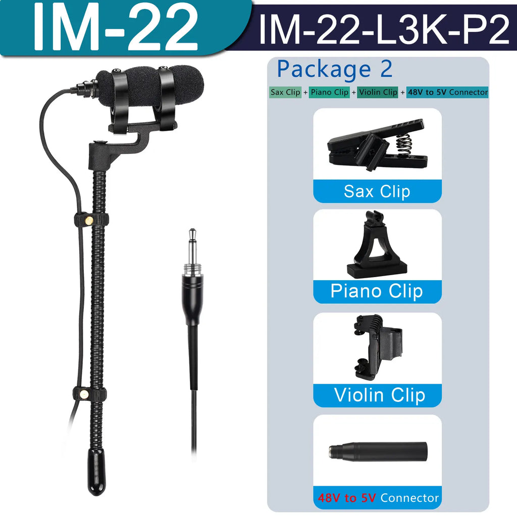 Professional 3 Pin 4 PIN XLR Saxophone Microphone 3.5mm Portable Condenser Instrument Wind Violin Sax Piano Clarinet Mic IM-22