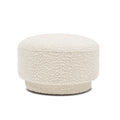 15" Mushroom Footstool Ottoman, Ivory White Boucle Stool