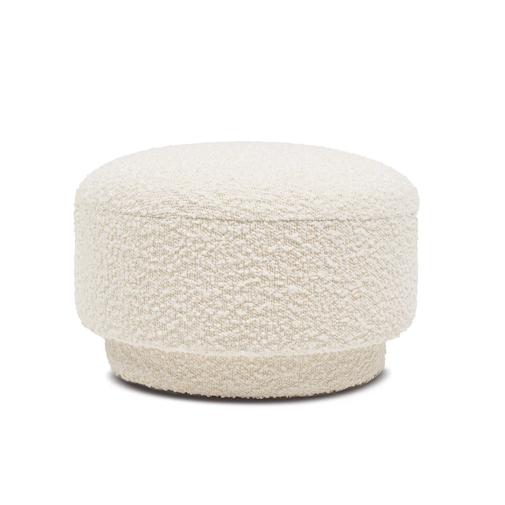 15" Mushroom Footstool Ottoman, Ivory White Boucle Stool