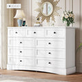 White Bedroom Dresser, 51.2" Large  Charging Station, Wide  , Wooden Tower Organizer Dresser for Bedroom, Living Room