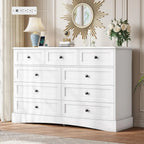 White Bedroom Dresser, 51.2" Large  Charging Station, Wide  , Wooden Tower Organizer Dresser for Bedroom, Living Room