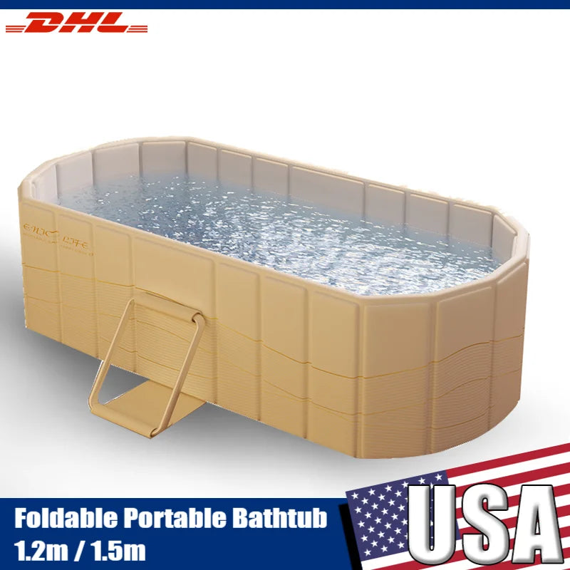 Foldable Portable Hot Tub Large Collapsible Ice Bath Tub Dual Drainage Design For Home Relaxation Gym Athletes Cold Plunge Bath