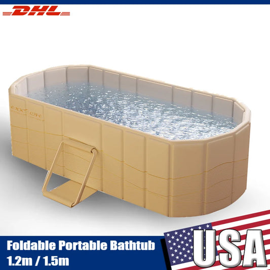 Foldable Portable Hot Tub Large Collapsible Ice Bath Tub Dual Drainage Design For Home Relaxation Gym Athletes Cold Plunge Bath