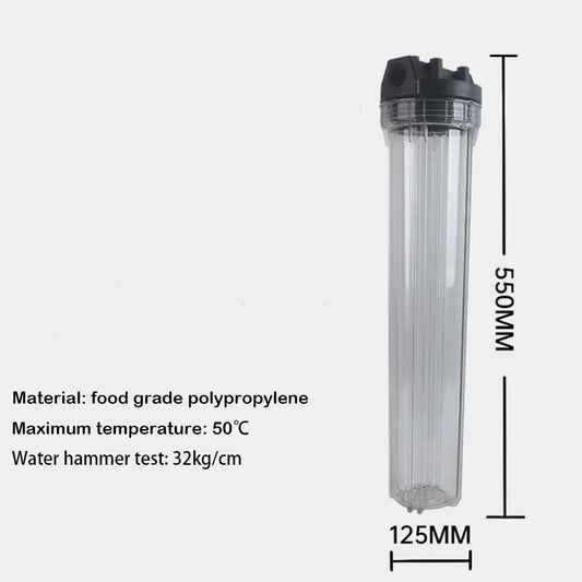 20 inch transparent filter bottle 3/4''1"Plastic mouth 25/32mm rubber ring leakproof Explosion-proof water purifier filter shell