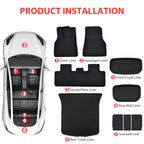 NovaAcc For Tesla Floor Mats Model Y 2017-2024 Model 3 2021 to 2024 Highland All Weather Trunk Mats Floor Liner Car Accessories