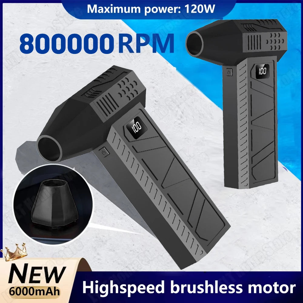 800000RPM Handheld fan Strong Wind 100 Gear Wind speed LED Digital Display Adjustable Turbo Portable Outdoor Handheld Fan