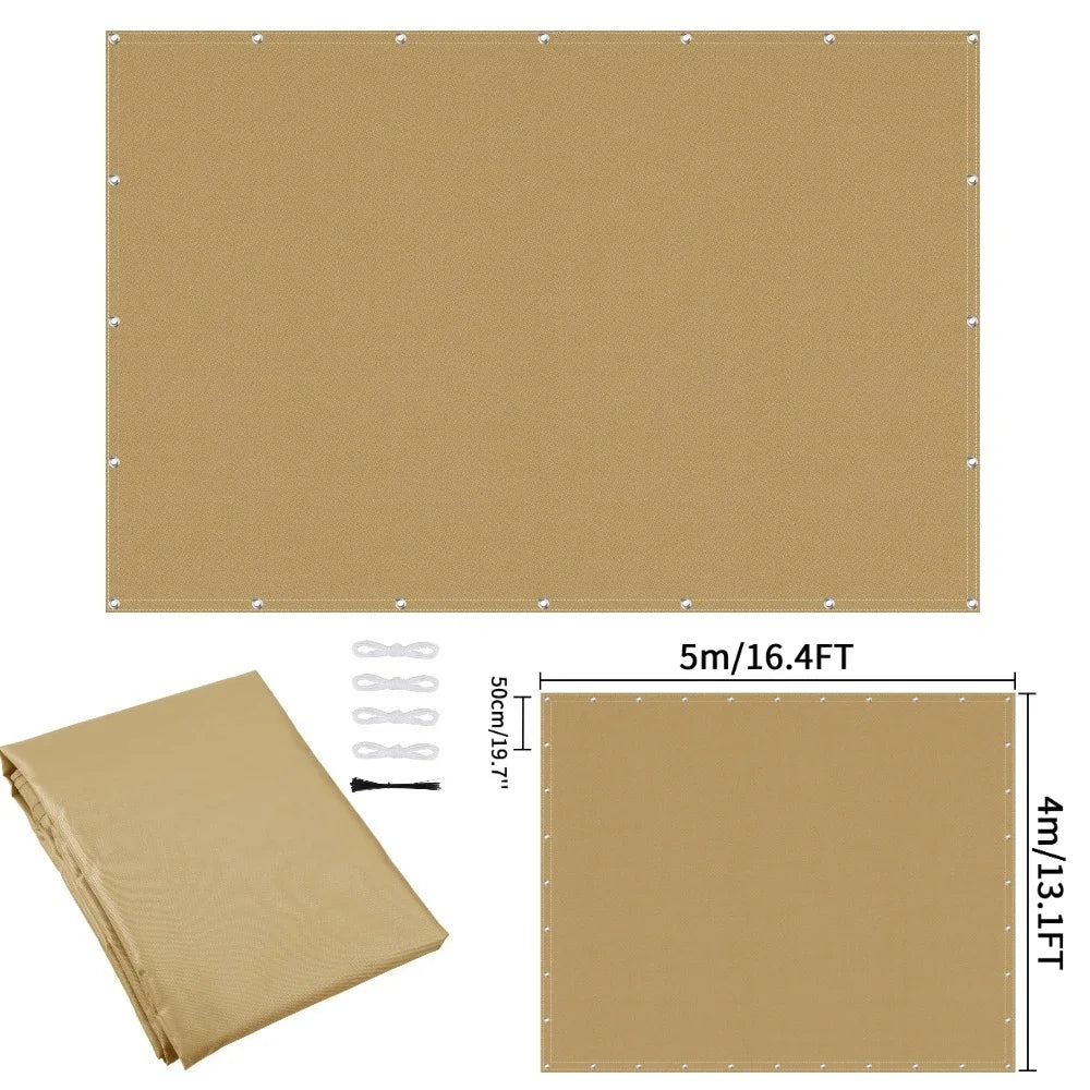 Waterproof Sun Shade Cloth with Grommets Rectangle Square Patio Sun Screen Pergola Shade Sail Canopy Cover Tarp Screens