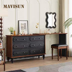 Mid Century 85 cm Solid Wooden Dresser Set Six Drawers Elegant Design Spacious Counter top Bedroom Furniture Wooden Dresser
