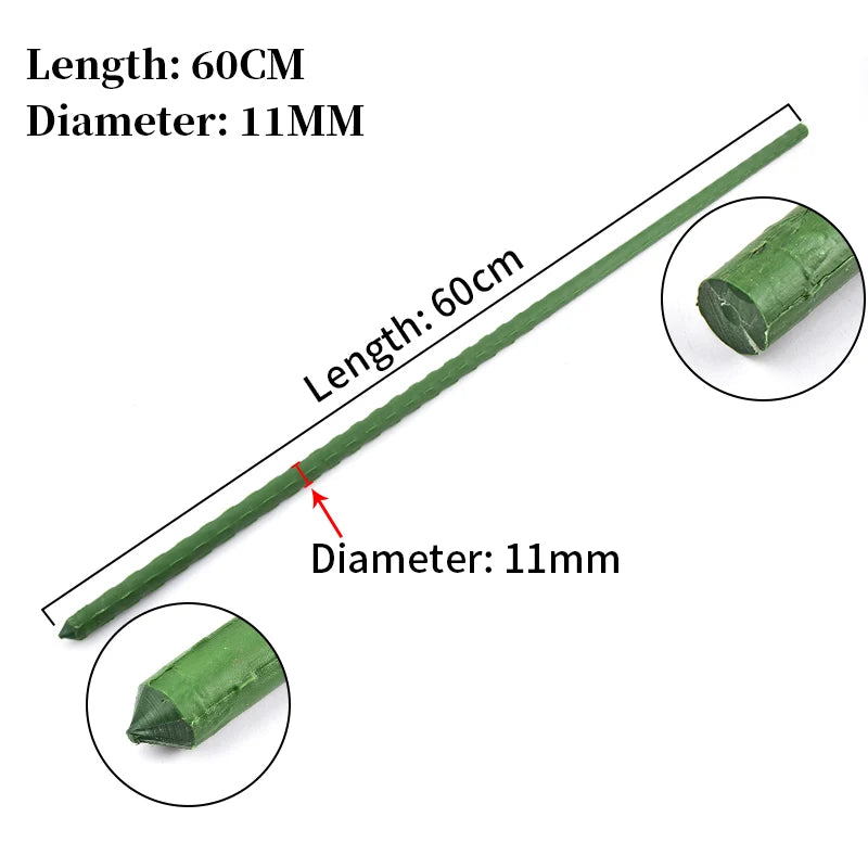 8~16mm Plant Stakes Gardening Pillar Plastic Coated Steel Pipe 60cm Length Supporting Climbing Flower Fruit Vegetables Support