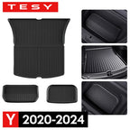 For Tesla Model Y 2020-2024 Front and Back Trunk Mat TPE Carpet Waterproof Weather-resistant Pads Up and Down Layer Mats