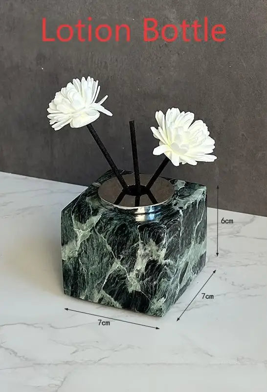 Luxury Marble Bath Set: Shampoo Bottles, Tray & Canister Organizer, Natural Stone Accessories for Home & Hotel Bathroom Decor