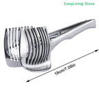 [CL]Kitchen Gadgets Handy Stainless Steel Onion Holder Potato Tomato Slicer Vegetable Fruit Cutter Safety Cooking Tools[CL]