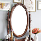European Solid Wood Mirror Table Bedroom Dresser Amercia Princess Furniture Dark Villa Luxury Carved Makeup Table Dressing Table