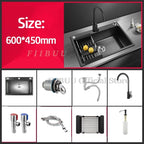 Black Nano Wash Basin Single Sink creative Stainless Steel Kitchen Sinks Drain Set Home Handmade Wash Basin Kitchen Accessories