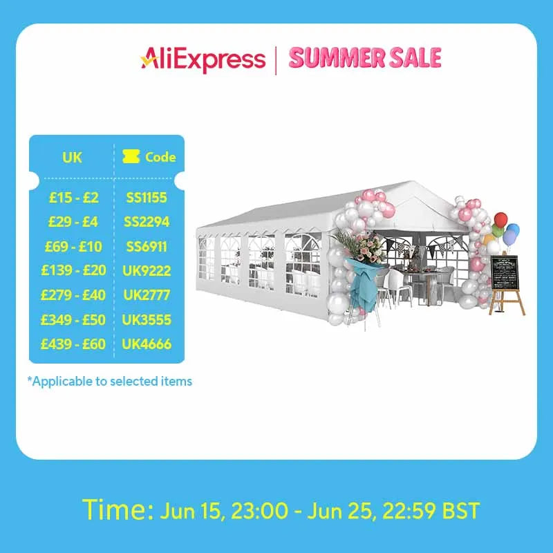 Outsunny 8m Gazebo Garden Marquee Canopy Party Carport Shelter Garage Tent White