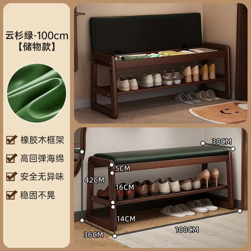 Modern Solid Wood Shoe Bench Entryway Multilayers Storage Stool Luxury Design for Hallway Bedroom Wide and Comfortable
