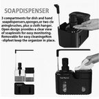 Kitchen Hand and Dish Soap Dispenser Set, Double Soap Dispenser with Sponge Holder and Rag Holder 4 in 1 Kitchen Sink Countertop