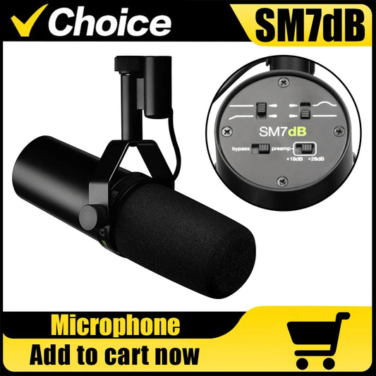 SM7dB SM7B Professional Dynamic Vocal Microphone with Built-in Preamplifier for Live Streaming Recording Studio & Podcast