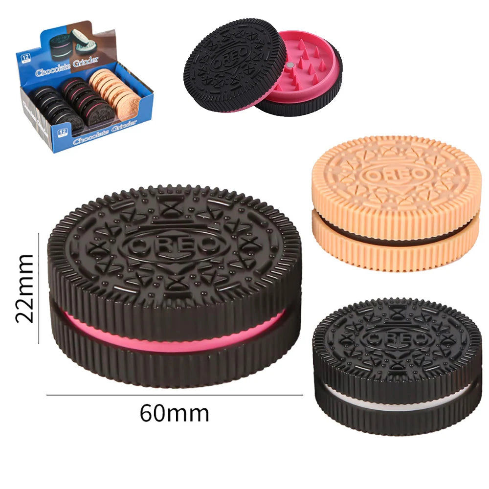 60MM Herb Grinder Plastic Cookie Biscuit  Crusher Hand Muller Cigarette Chocolate Grinder Crusher Tobacco Smoking